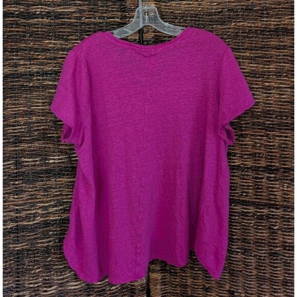 Tahari 100% Linen Short Sleeve Semi Sheer Lagenlook Tee Shirt Top Women's 2X - Picture 2 of 5